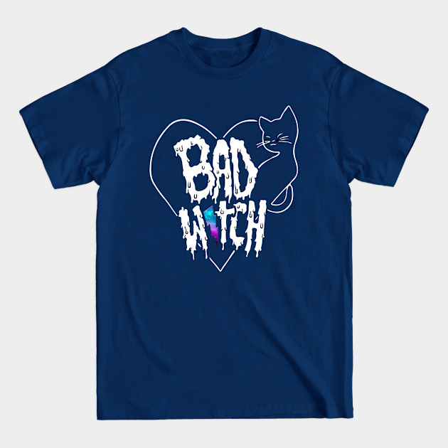 Bad Witch Galaxy Aesthetic Wiccan Halloween Black Cat - Wiccan Halloween Black Cat Galaxy - T-Shirt