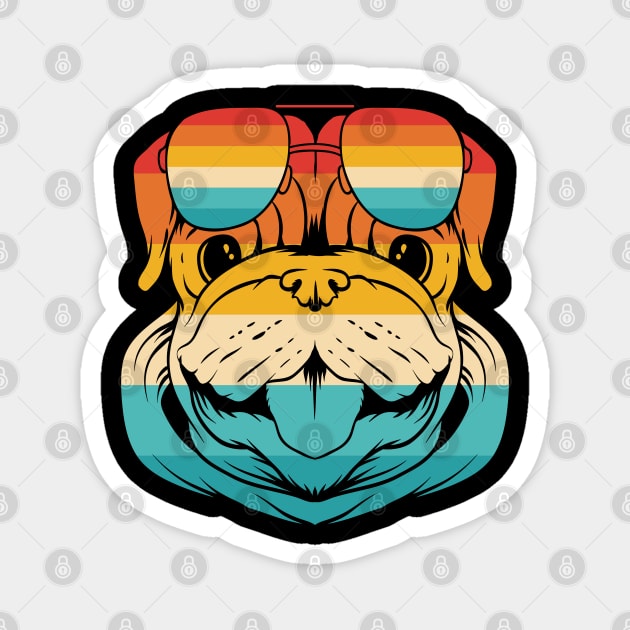 Dog Retro Pug Magnet by Dojaja