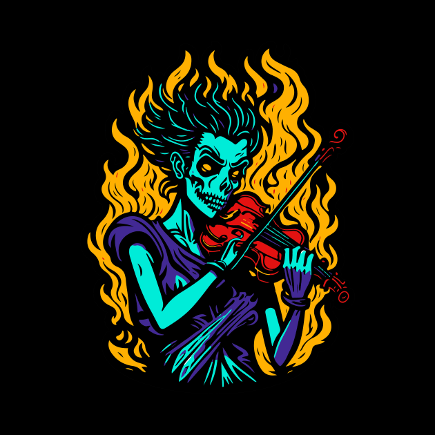 Zombie Violinist - Colorful Graphic by Well3eyond