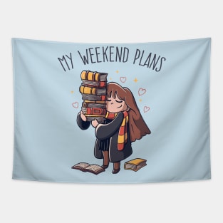 My Weekend Plans - Funny Cute Book Gift Tapestry