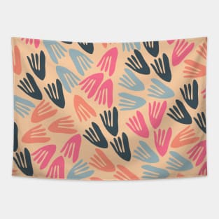 Papier Découpé Modern Abstract Cutout Pattern Pink, Steel Blue, and Apricot Tapestry