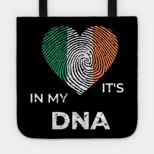 It's In My Dna Irish Flag Ireland Genealogy Ancestry Descent Nationality Fingertip Heart Tote