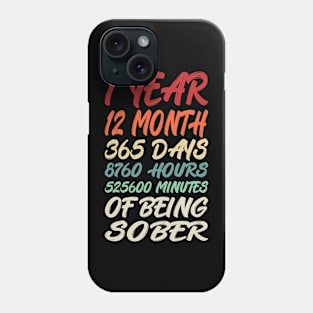 1 Year Of Being Sober Celebrating Clean Addiction Recovery Phone Case