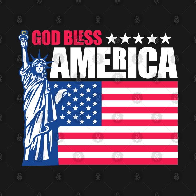 God Bless America American Stars & Stripes US Flag Statue of Liberty by CultTees