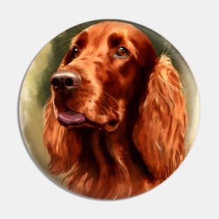 Irish Setter Watercolor Portrait Pin