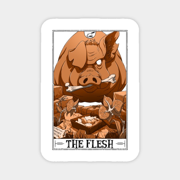 The Flesh Tarotesque (light) Magnet by Rusty Quill