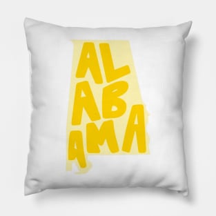 Alabama Doodle Letters Map Outline- yellow Pillow