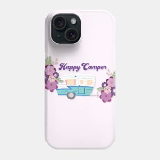 Happy Camper - Retro Trailer with Flowers Phone Case