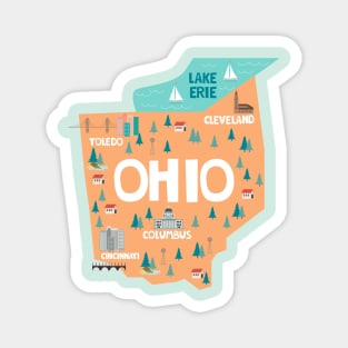 Ohio Illustrated Map Magnet