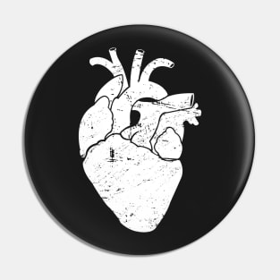 Distressed Anatomical Goth Heart Pin