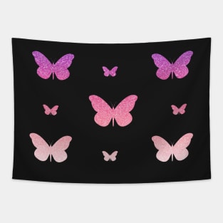 Pink Ombre Faux Glitter Butterflies Tapestry