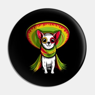 Charming Chihuahua in a Sombrero: Cute Cartoon Illustration Pin