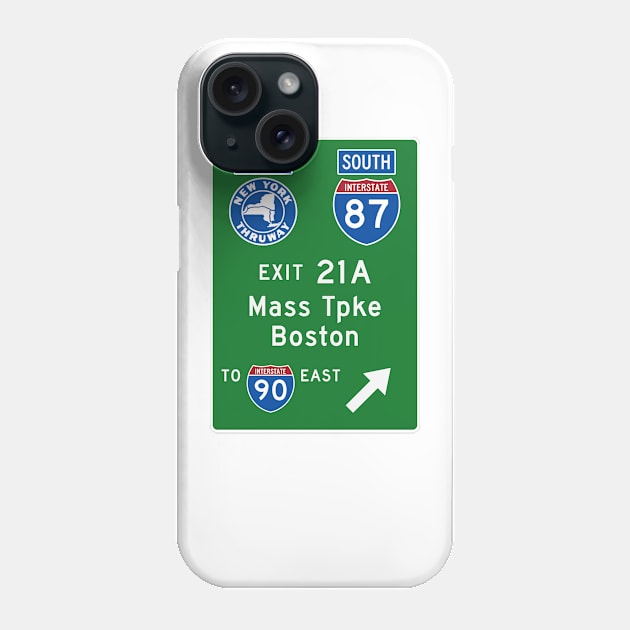 New York Thruway Southbound Exit 21A: Mass Tpke Boston I-90 Phone Case by MotiviTees