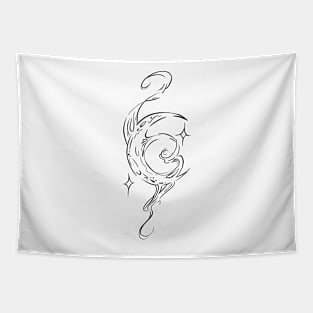 retro wavy moon design water like Tapestry