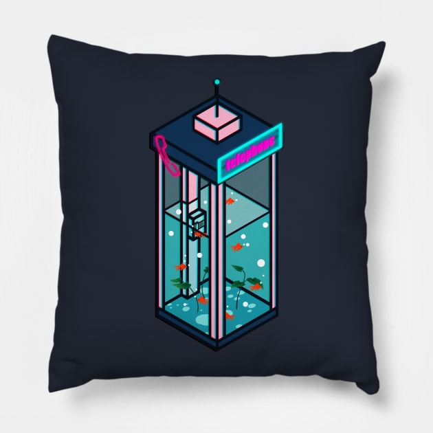 Vaporwave Phonebooth Pillow by seerlight
