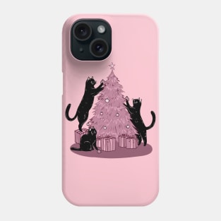 Cats Decorating The Pink Christmas Tree! Phone Case