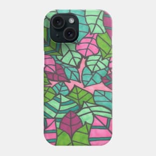 Tropical Leaves in Pink and Green Phone Case