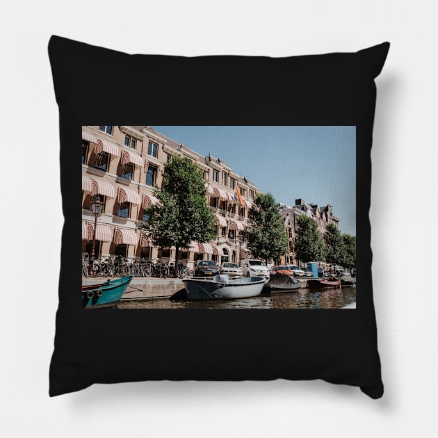 Amsterdam buildings on the canal Pillow by LindsayVaughn