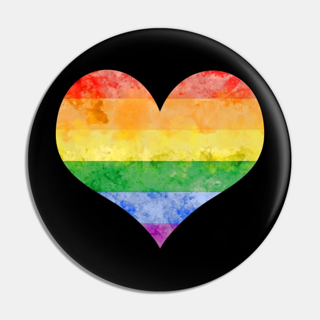 Gay Pride Heart - Watercolor Pin by MeowOrNever