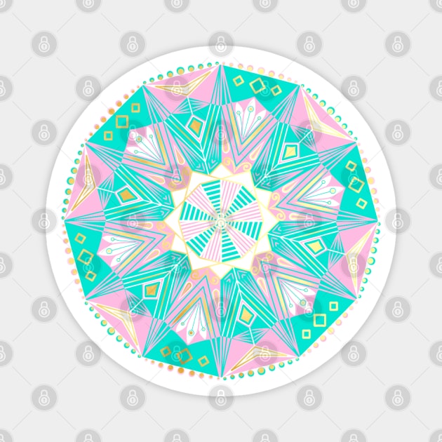 Mandala pink mint white gold Magnet by Crea Twinkles