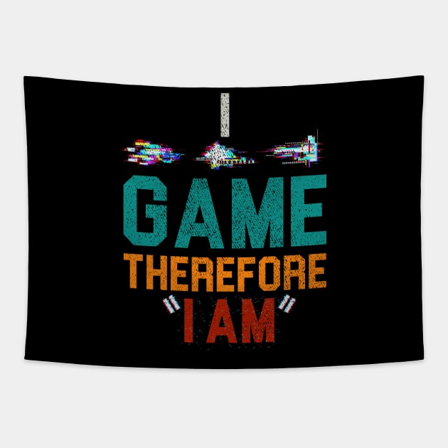 I Game Therefore I Am Tapestry by NoBreathJustArt