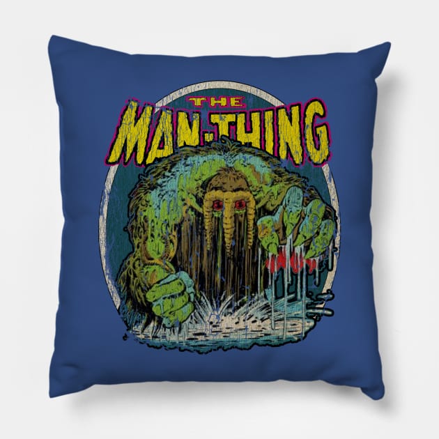 The Man Thing Swamp Thing 1974 Pillow by Thrift Haven505