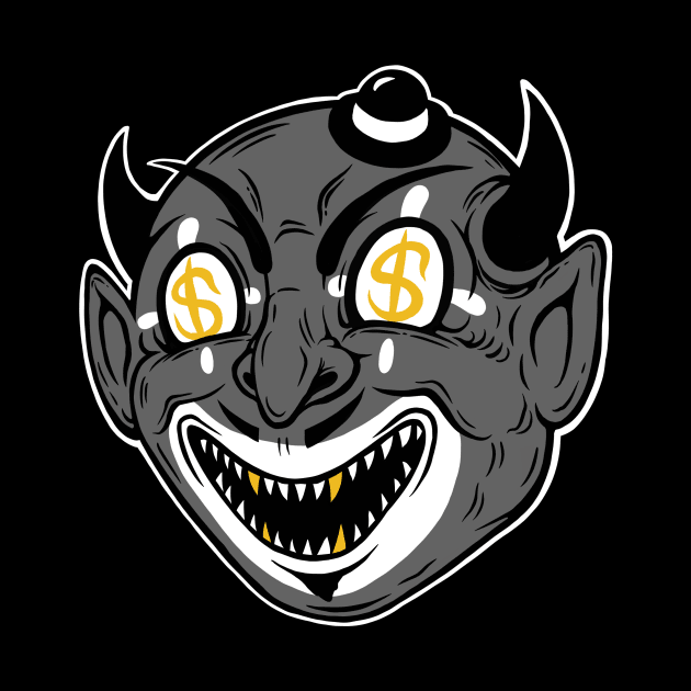 Vintage Gray Devil Clown by flynnryanart