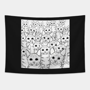 I Think We Adopted Too Many Cats | Black and White Illustration Tapestry