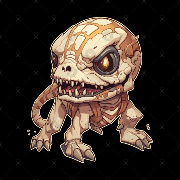 Scary Mummy Chibi T-Rex Isometric Dinosaur Skeleton by DanielLiamGill