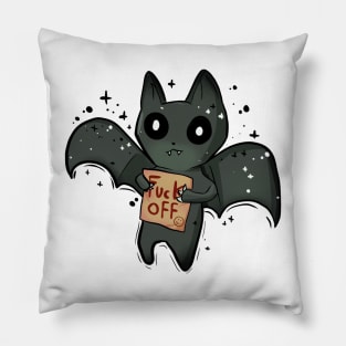 black bat holding a bad word sign Pillow