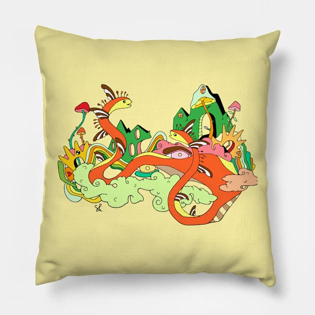 Garden Snakes Pillow by ShelbyWorks