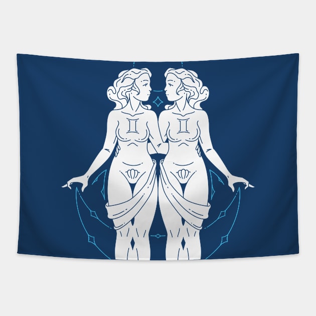 Vintage Gemini Goddess Zodiac Symbol // Proud Gemini Horoscope Sign Astrology Tapestry by Now Boarding