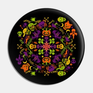 Spooky Halloween monsters for a mandala Pin