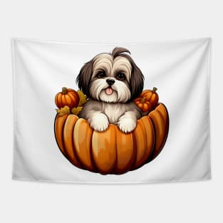 Shih Tzu Dog inside Pumpkin #2 Tapestry