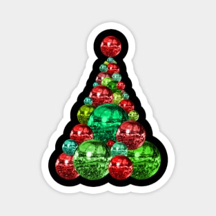 Retro Red and Green Disco Christmas Tree Magnet