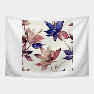 Floral Dusty Pink and Royal Blue Purple Watercolor Tapestry