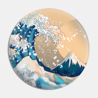 Wave off Kanagawa with a brown new moon Pin