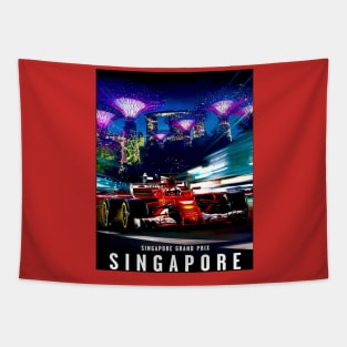 Singapore Grand Prix Auto Racing Advertising Print Tapestry