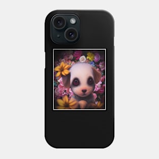 cute puppy in the middle of flowers Phone Case