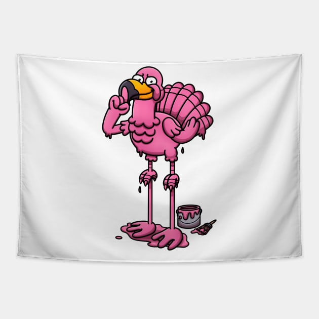 Turkey Disguised As Flamingo Tapestry by TheMaskedTooner