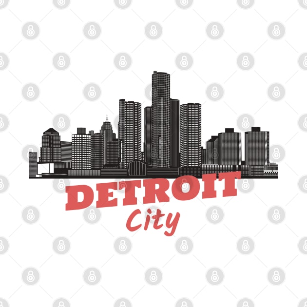 Detroit city skyline vintage retro by thegoldenyears