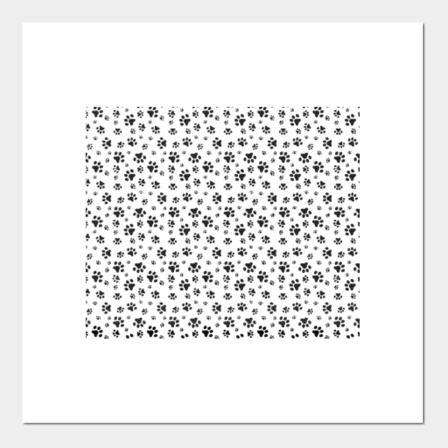 Dog Paw Cat Pattern Dense Dog Paw Prints Black Paw Wall Graphic