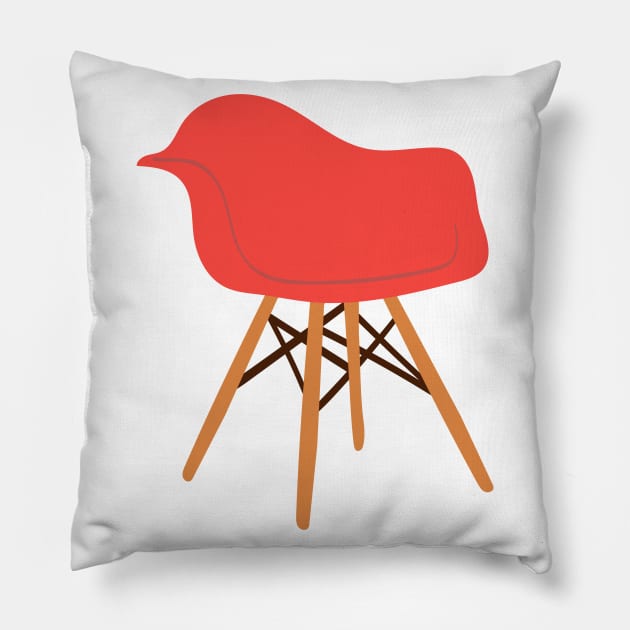 Red Eames Mid Century Modern Design Pillow by Brunch Club