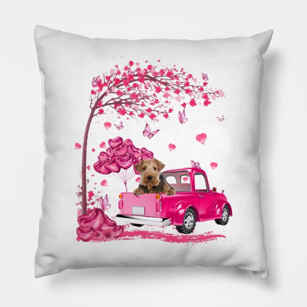 Valentine's Day Love Pickup Truck Wire Fox Terrier Pillow by TATTOO project