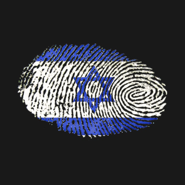 Israel Fingerprint Israeli Flag Design Jewish Heritage Gift by BubbleMench