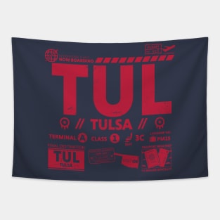 Vintage Tulsa TUL Airport Code Travel Day Retro Travel Tag Oklahoma Tapestry