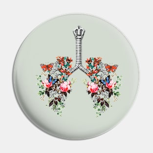 Lungs with floral climbing plant and branches, cancer awareness, bloom floral, anatomy, watercolor Pin