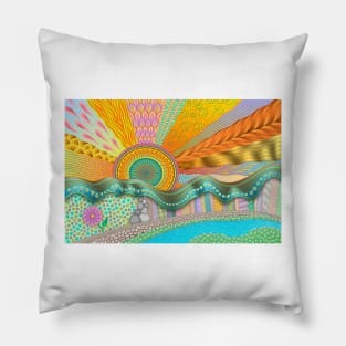 Sunrise In Finger Tree Forest Pillow