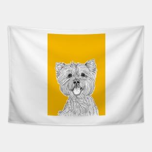 West Highland Terrier Dog Portrait ( yellow background ) Tapestry