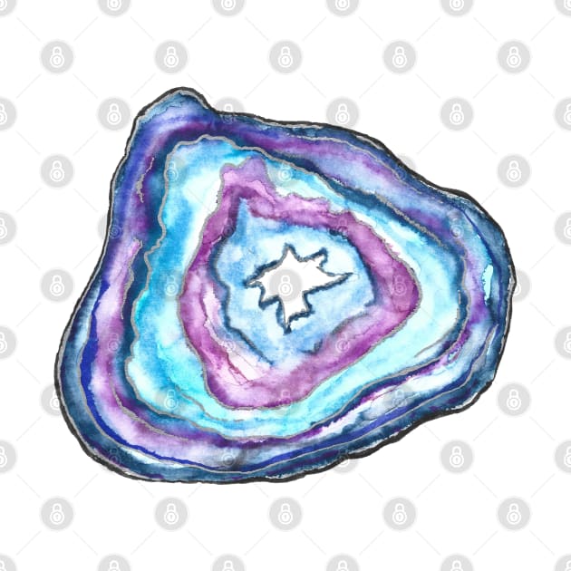 Blue Watercolor Geode by Skye Rain Art by Skye Rain Art